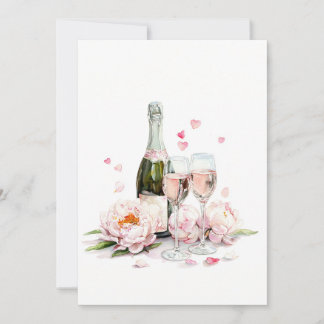 A Prosecco with two crystal glasses,Valentines Day Holiday Card