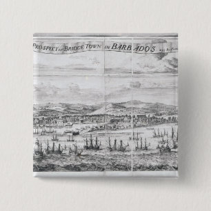 A Prospect of Bridge Town in Barbados 15 Cm Square Badge