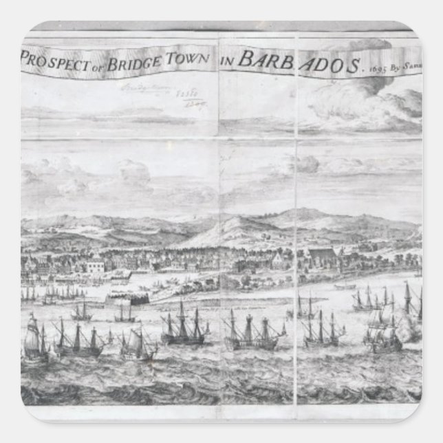 A Prospect of Bridge Town in Barbados Square Sticker (Front)