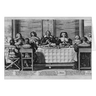 A Protestant family blessing the meal
