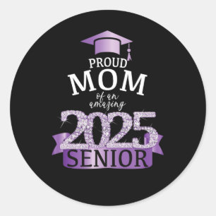 A Proud 2025 Senior Mum I Elegant Purple Celebrati Classic Round Sticker
