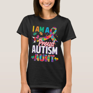 A Proud Autism Aunt Autism Awareness Puzzle Piece T-Shirt