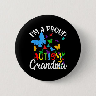 A Proud Autism Grandma Puzzle Ribbon Butterfly 6 Cm Round Badge