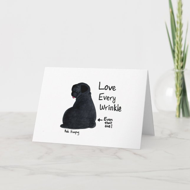 A Pug Wrinkle in Time (Black pug version) Card (Front)
