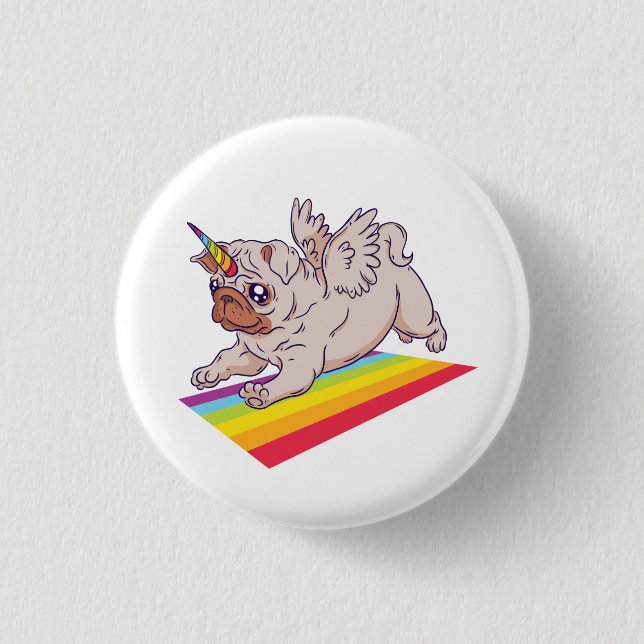 A Pugicorn 3 Cm Round Badge (Front)