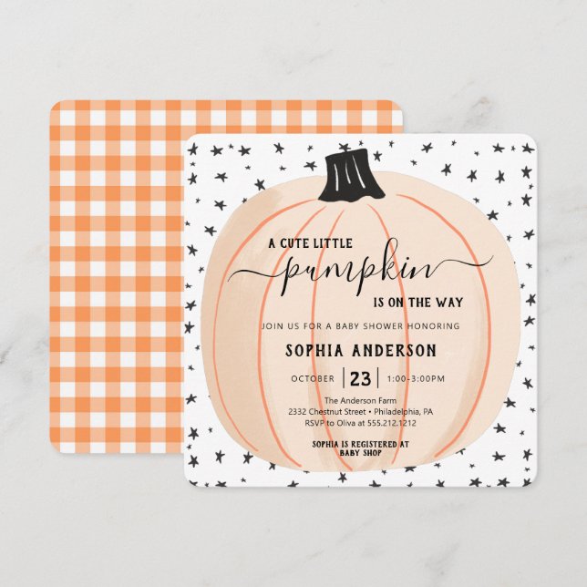 A Pumpkin Is On The Way Baby Shower Halloween Invitation (Front/Back)