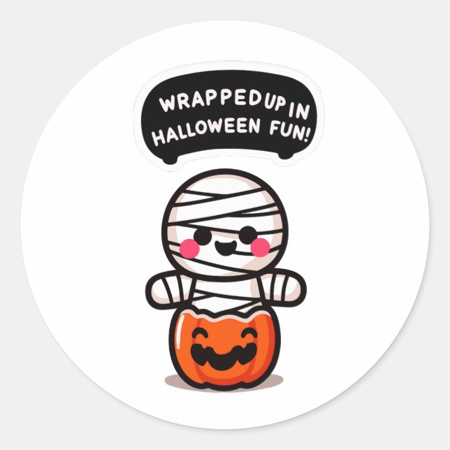 A pumpkin mummia classic round sticker (Front)
