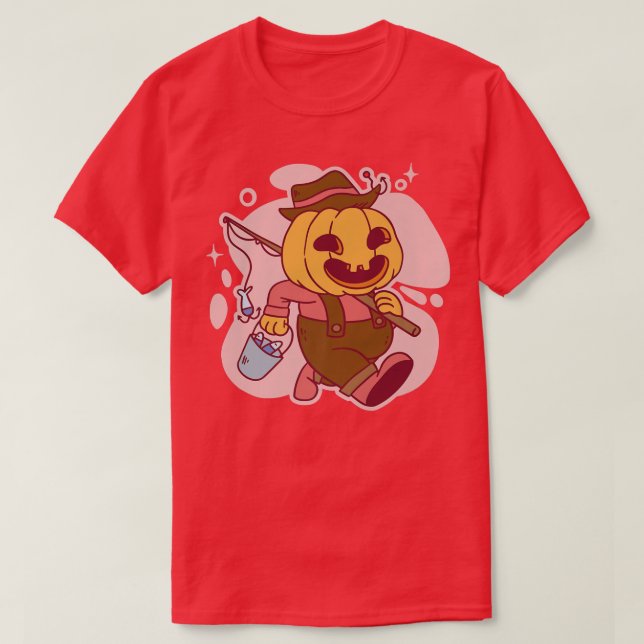 A Pumpkin On Fishing  T-Shirt (Design Front)