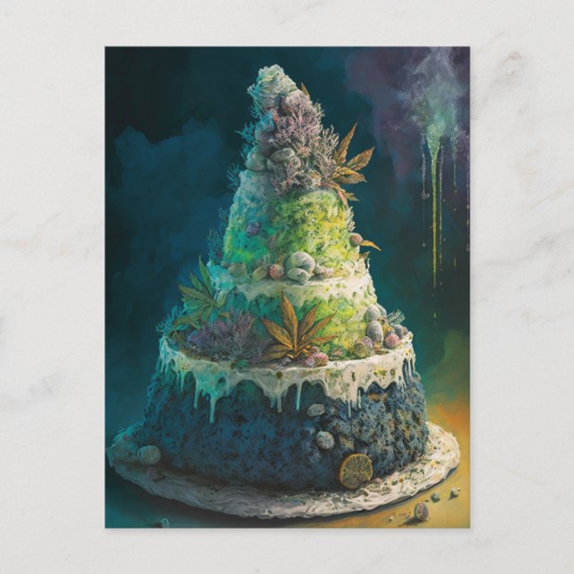 A Punny Weeding Cake Postcard (Front)