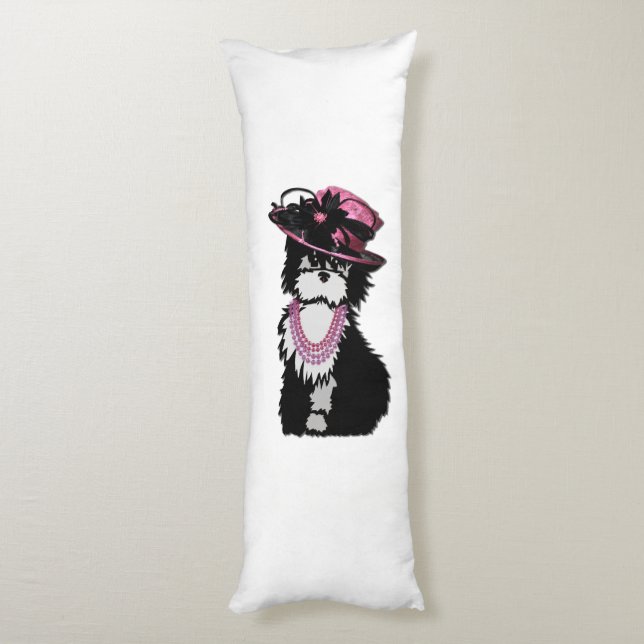 A Puppy Dog all Dressed Up Pink Body Cushion (Back (Vertical))