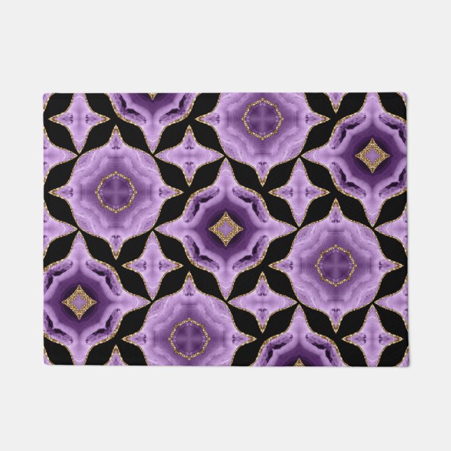 A purple amethyst gold and black abstract doormat (Front)