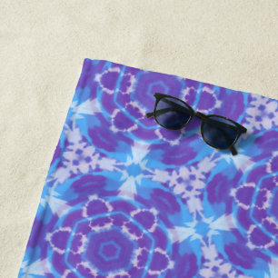 A Purple and Blue Tie Dye Pattern Beach Towel