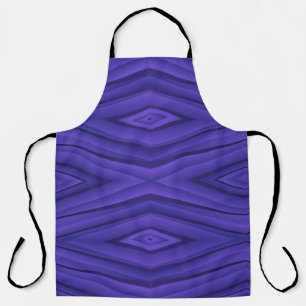 A purple apron with a geometric diamond pattern 