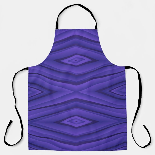 A purple apron with a geometric diamond pattern  (Front)