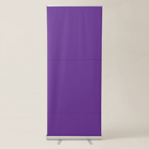 a purple background with a retractable banner