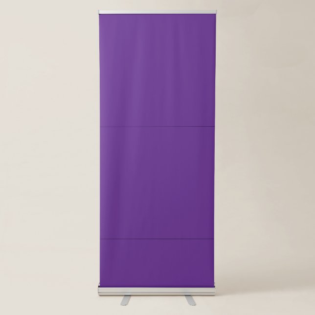 a purple background with a retractable banner (Front)