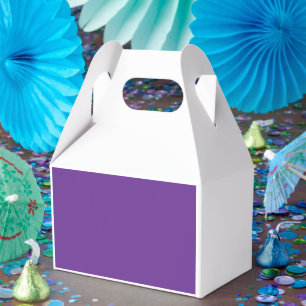 a purple background with a white border favour box