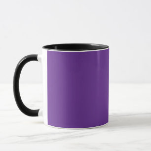 a purple background with a white border mug
