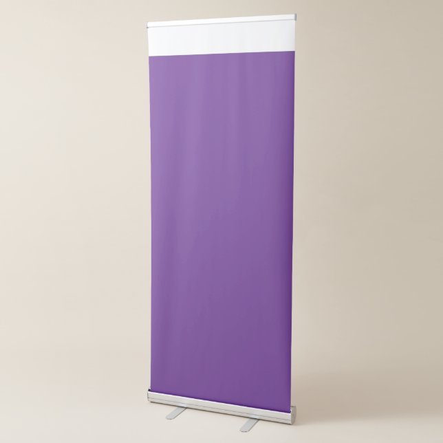 a purple background with a white border retractable banner (3/4)