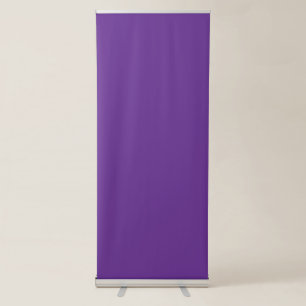 a purple background with a white border retractable banner