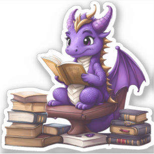 A Purple Dragon Reading Sticker
