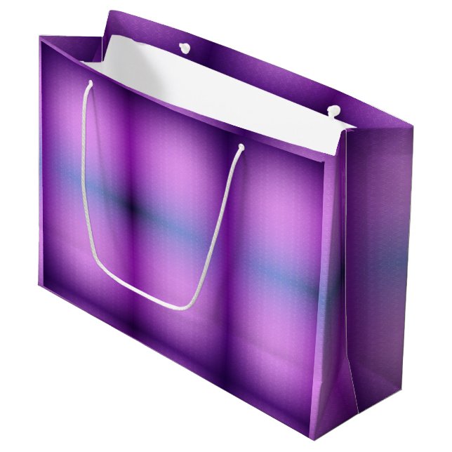 A purple gift bag with a gradient of pink and blue (Front Angled)