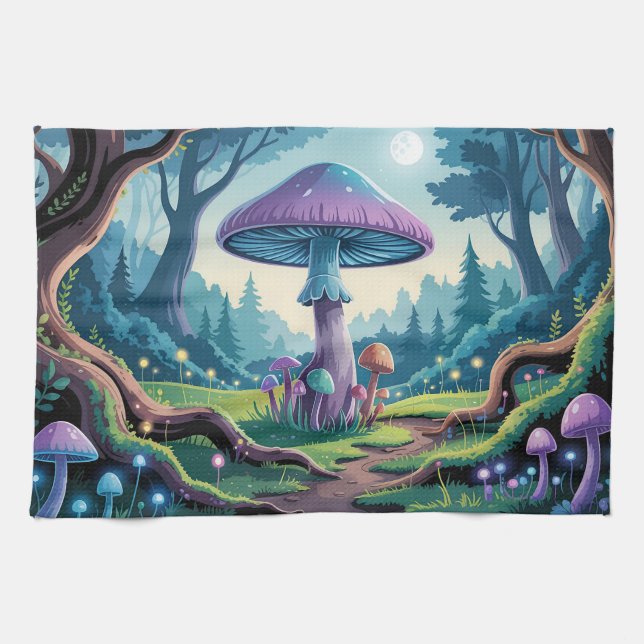 A Purple Mushroom Tea Towel (Horizontal)