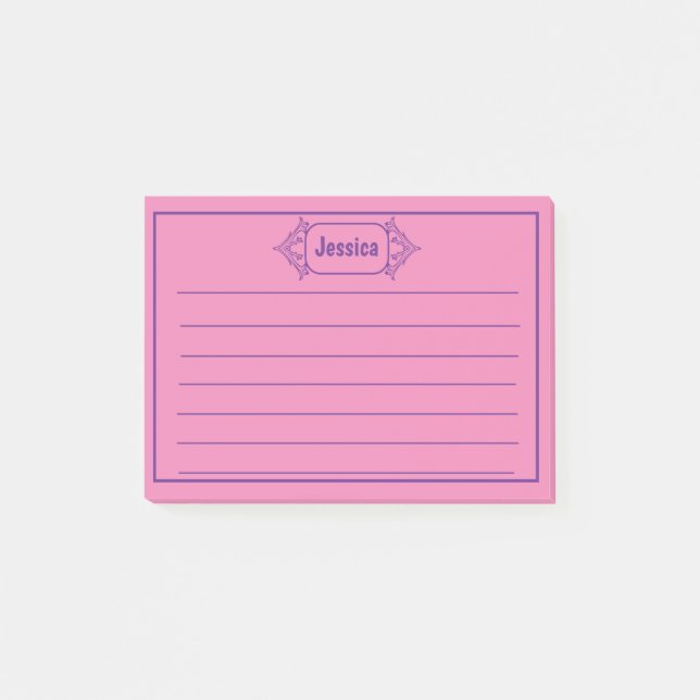 A Purple Ornate Patterned Title Graphic Post-it Notes (Front)