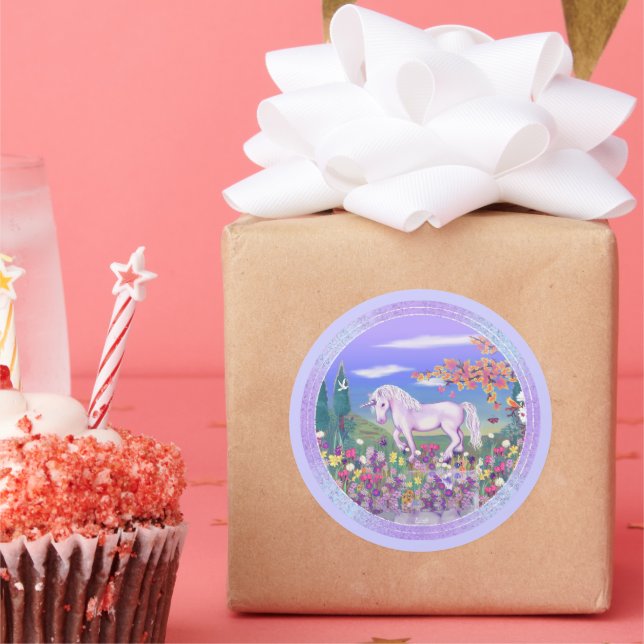 A Purple Paradise Classic Round Sticker (Party)