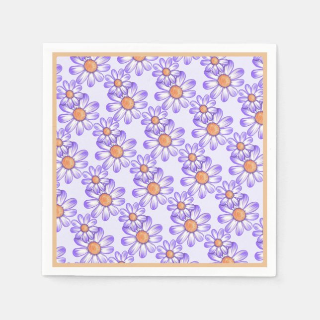 A purple paradise daisy/butterfly napkin (Front)