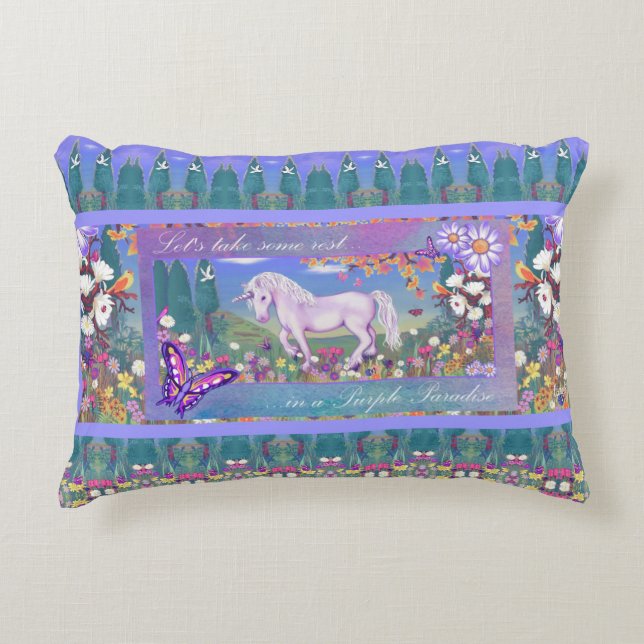 A purple Paradise Decorative Cushion (Front)