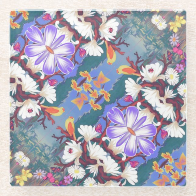 A Purple Paradise Glass Coaster (Front)