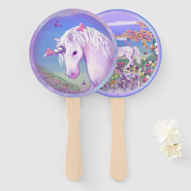 A purple paradise Hand Fan (Front and Back)