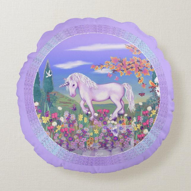 A Purple Paradise Round Cushion (Front)