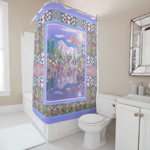 A purple paradise shower curtain