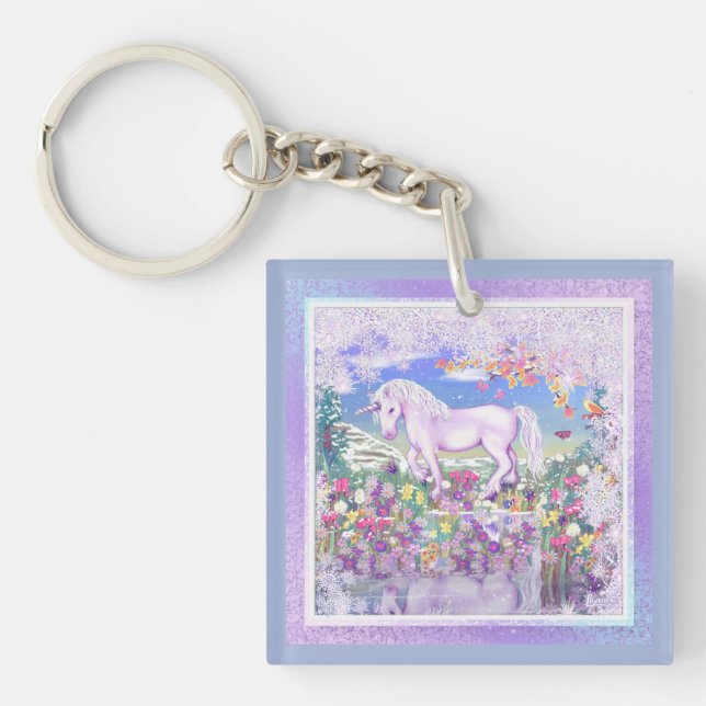 A purple paradise & snowflakes key ring (Front)
