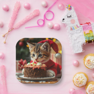 A Purrfect Christmas Wish Paper Plate