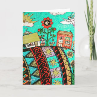 A Pysanka (Easter Egg) Village Angel Folk Art Card