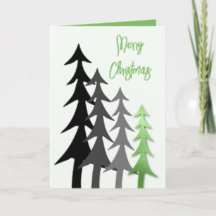 A Quartet of Pine Trees Christmas Holiday Card