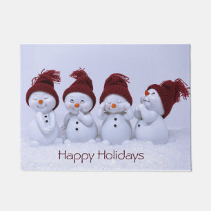 A quartet of snowmen doormat