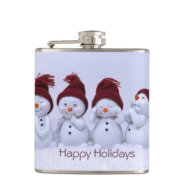 A quartet of snowmen hip flask (Front)