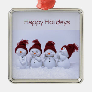 A quartet of snowmen metal tree decoration