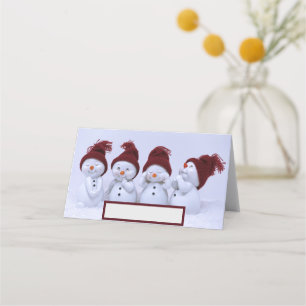 A quartet of snowmen place card
