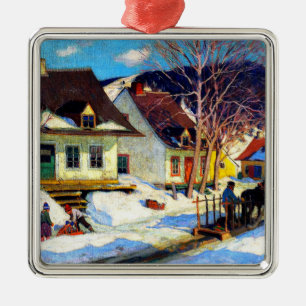 A Quebec Village Street by Clarence Gagnon Metal Tree Decoration