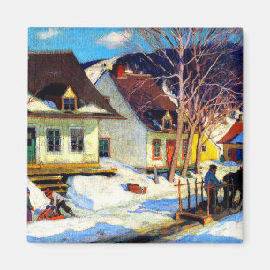 A Quebec Village Street - Clarence Gagnon artwork Magnet
