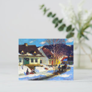 A Quebec Village Street, Winter, Clarence Gagnon Holiday Postcard