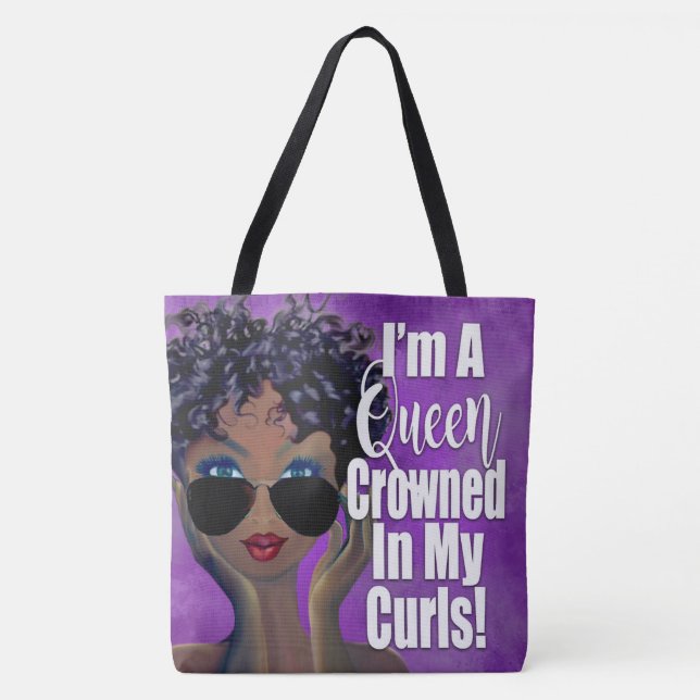 A Queen Crowned in Curls Tote Bag (Front)