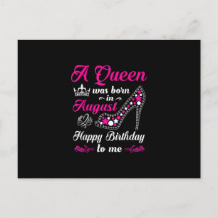 A Queen Was Born In August Birthday Women Invitation Postcard