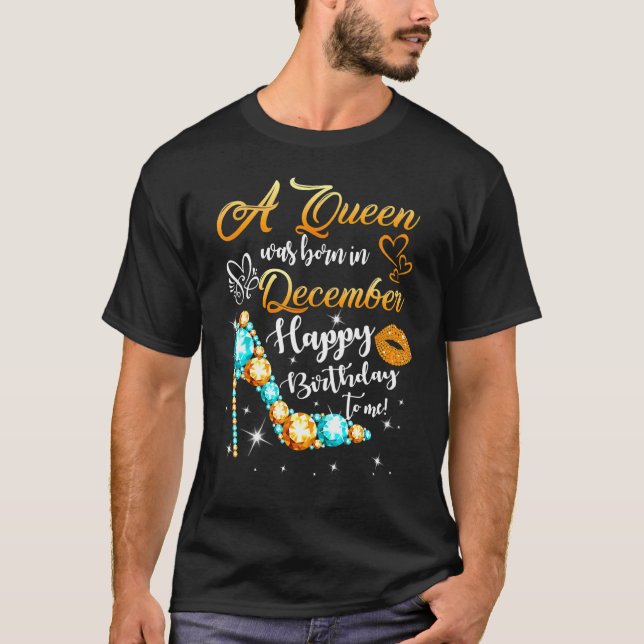 A Queen Was Born In December Glitter Diamond Shoes T-Shirt (Front)