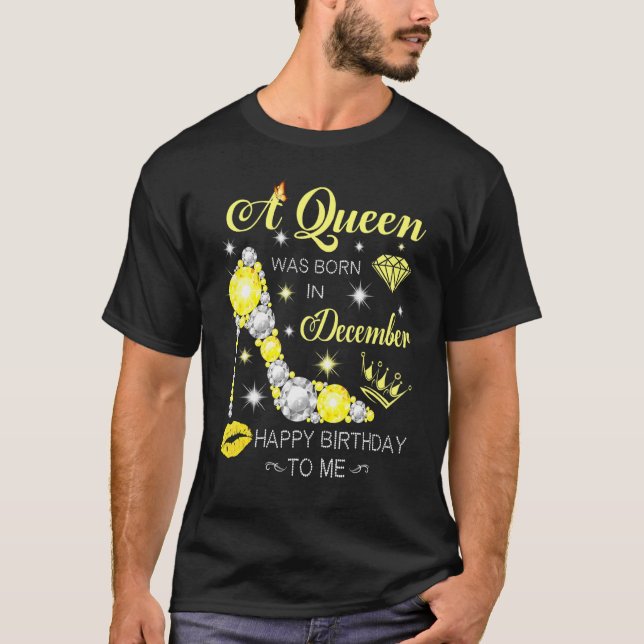A Queen Was Born In December Glitter Diamond Shoes T-Shirt (Front)